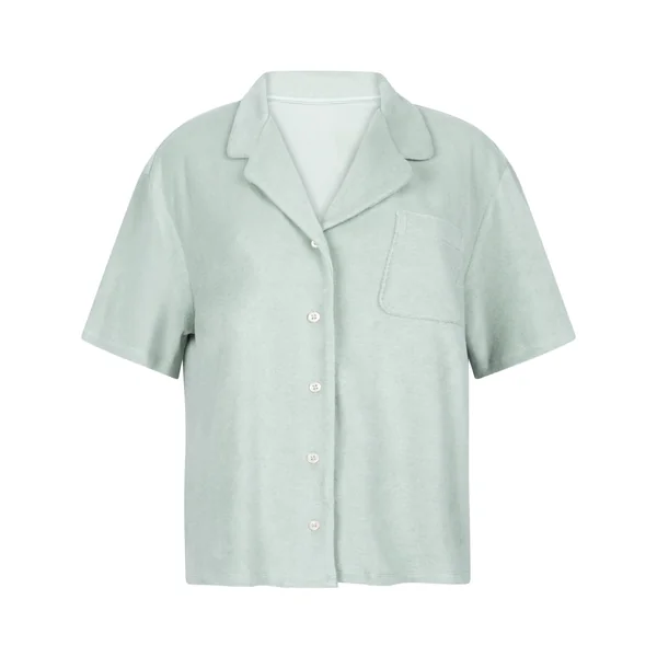Chemise boutonnée en tissu éponge - Vert