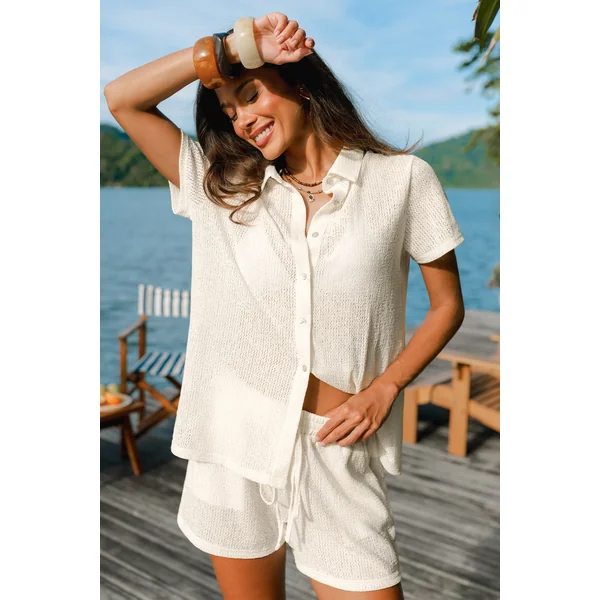 Chemise cover up crème