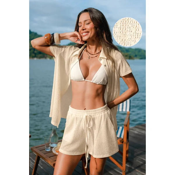 Chemise cover up de plage kaki au style décontracté