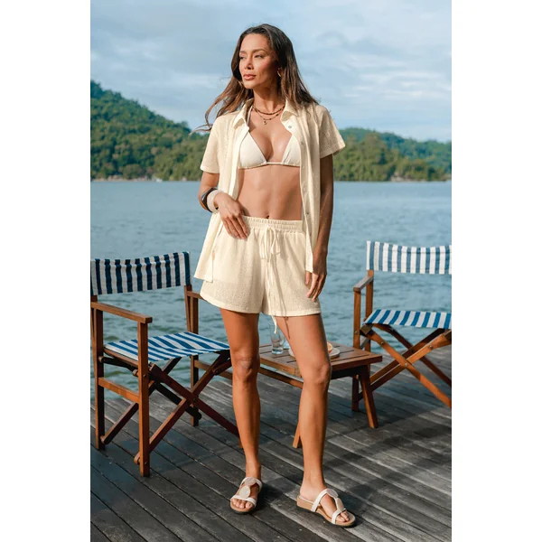 Chemise cover up de plage kaki au style décontracté