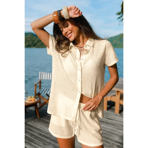 Chemise cover up de plage kaki au style décontracté