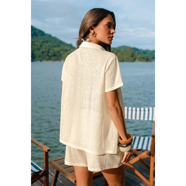 Chemise cover up de plage kaki au style décontracté