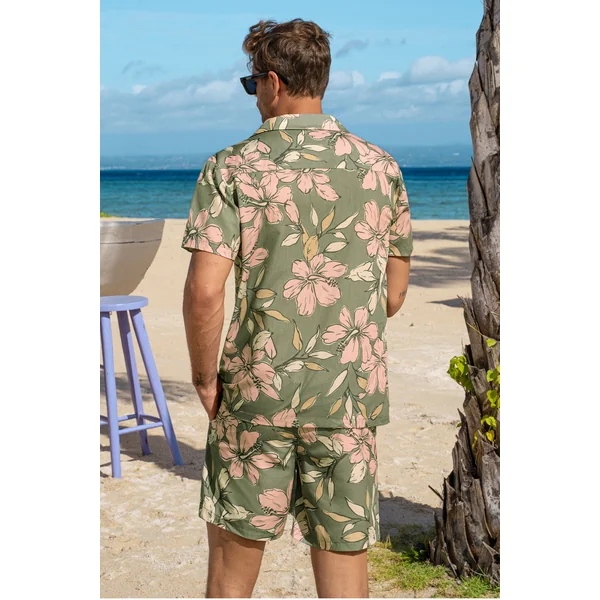 Chemise florale manches courtes à boutons