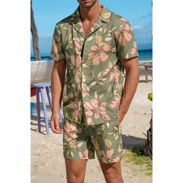 Chemise florale manches courtes à boutons