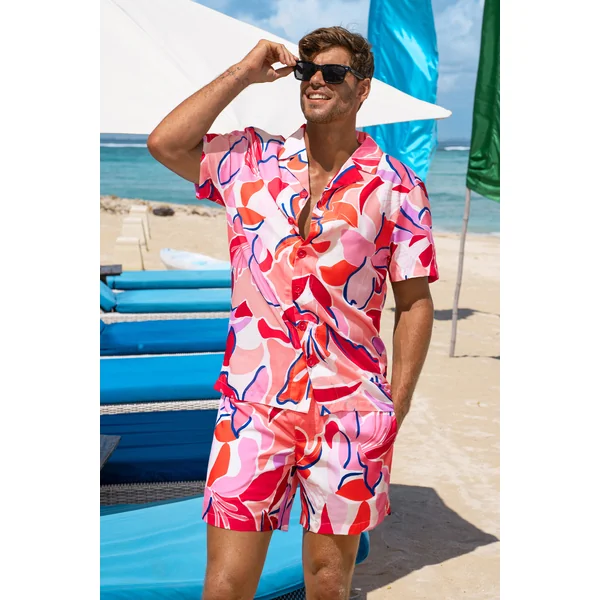 Chemise tropicale corail