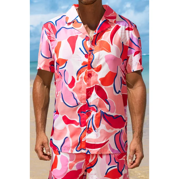 Chemise tropicale corail