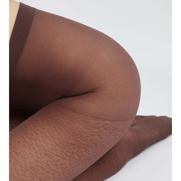 Collant femme semi-opaque Café à motif léopard Dim Style