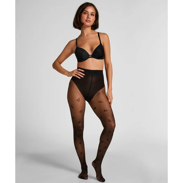 Collants 15 Deniers imprimés - Noir