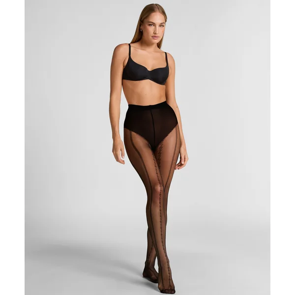 Collants 15 Deniers Lignes Graphiques - Noir