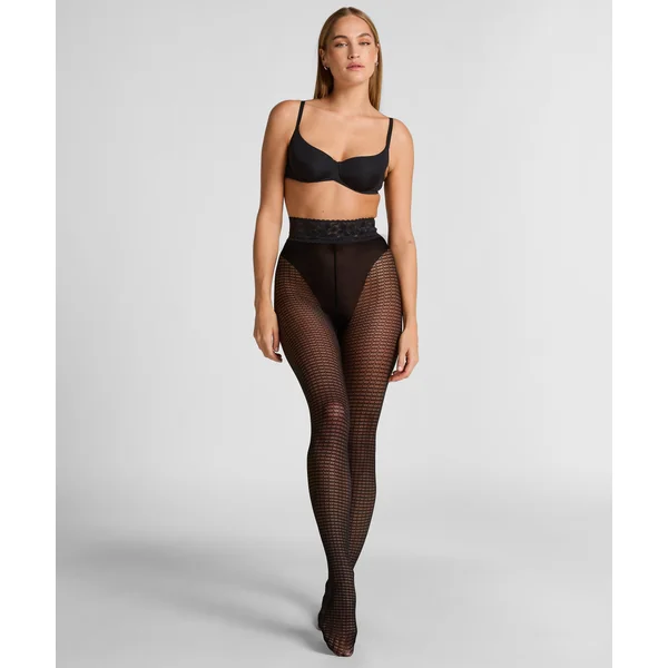 Collants 15 Deniers Résille Graphique - Noir