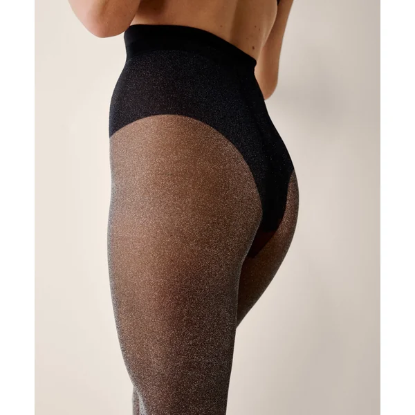 Collants en argent lurex - Noir