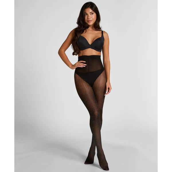 Collants Lurex Dot Stripe - Noir