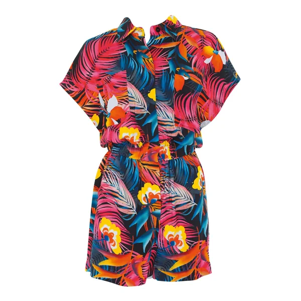 Combi short boutonnée imprimé fleuri multicolore
