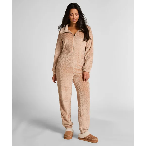 Combinaison de pyjama torsadée à fermeture éclair - Beige