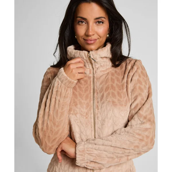 Combinaison de pyjama torsadée à fermeture éclair - Beige