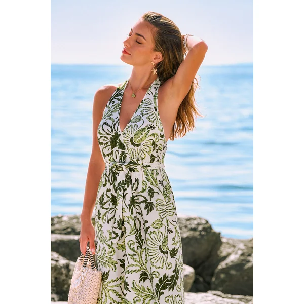 Combinaison florale marine sans manches
