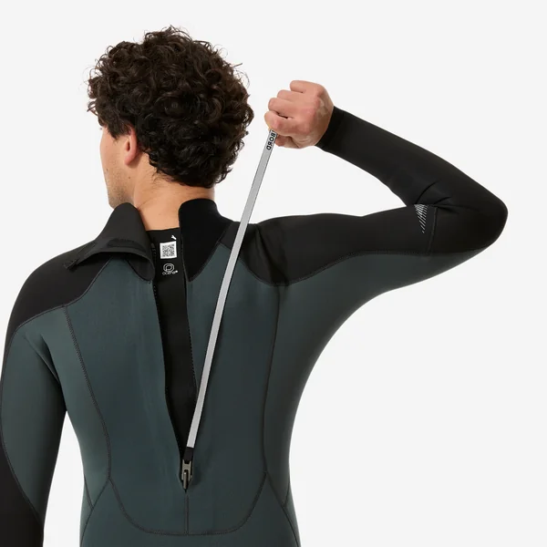 Combinaison intégrale surf caoutchouc naturel 3/2 mm homme, 500 kaki noir