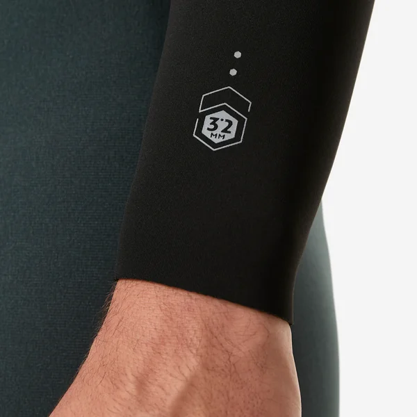 Combinaison intégrale surf caoutchouc naturel 3/2 mm homme, 500 kaki noir