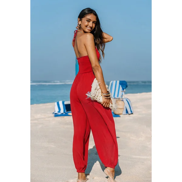 Combinaison rouge jambe fuselée