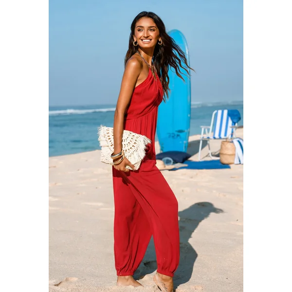 Combinaison rouge jambe fuselée