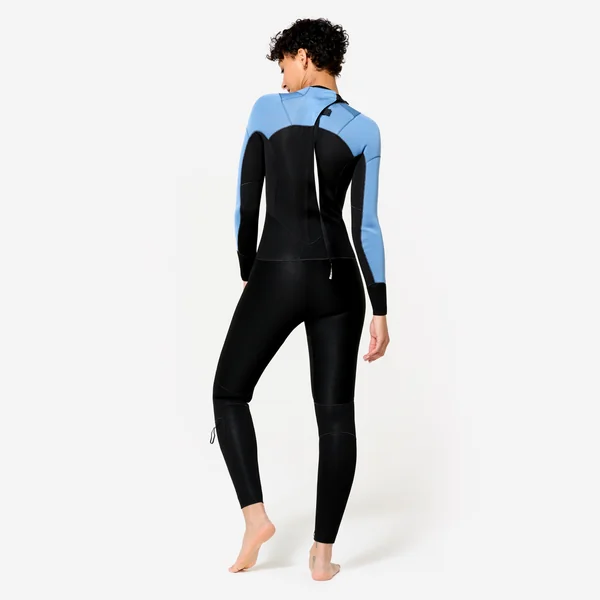 Combinaison surf 500 Femme 3/2 Backzip - Noir et bleu