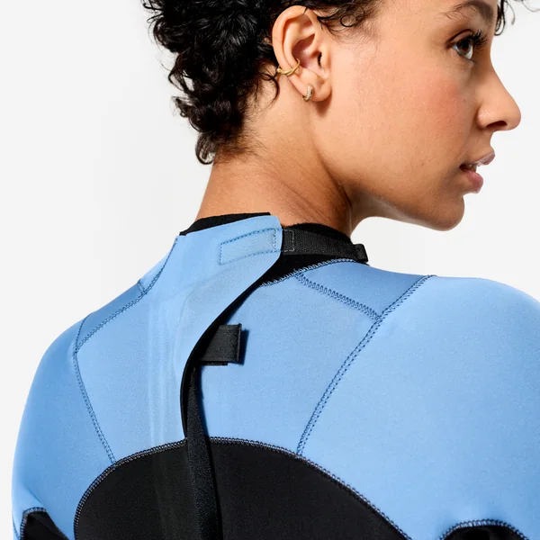 Combinaison surf 500 Femme 3/2 Backzip - Noir et bleu