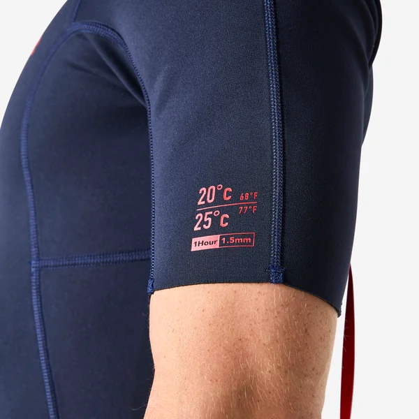 Combinaison Surf Shorty 100 Néoprène 1,5mm homme bleu marine
