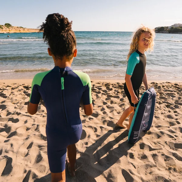 Combinaison surf shorty 1,5mm enfant - yulex 100 bleu vert