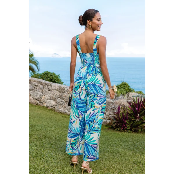 Combinaison tropicale smockée