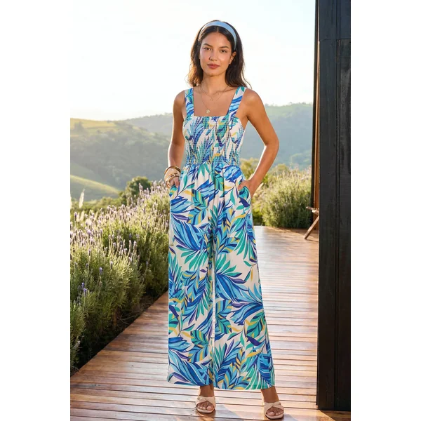 Combinaison tropicale smockée