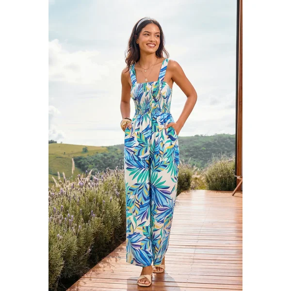 Combinaison tropicale smockée