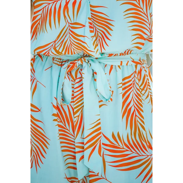 Combishort avec manches à volants tropical de couleur menthe