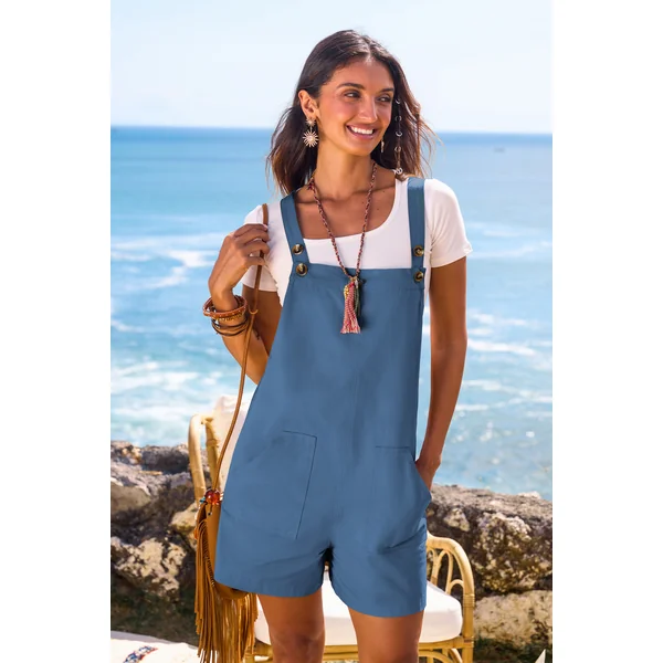 Combishort bleu col carré
