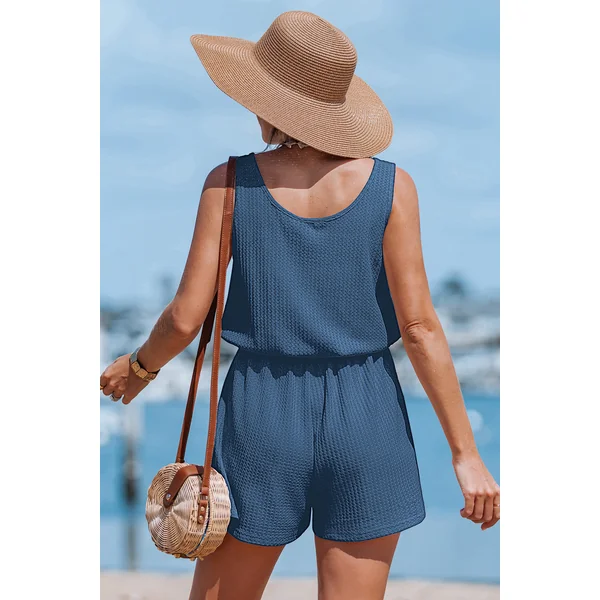 Combishort bleu col scoop
