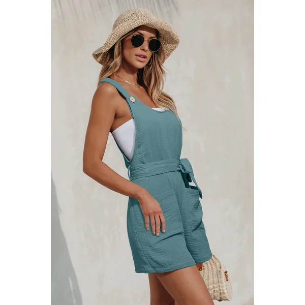 Combishort bleu col scoop sans manches