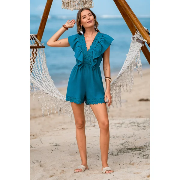 Combishort bleu idéal pour le brunch