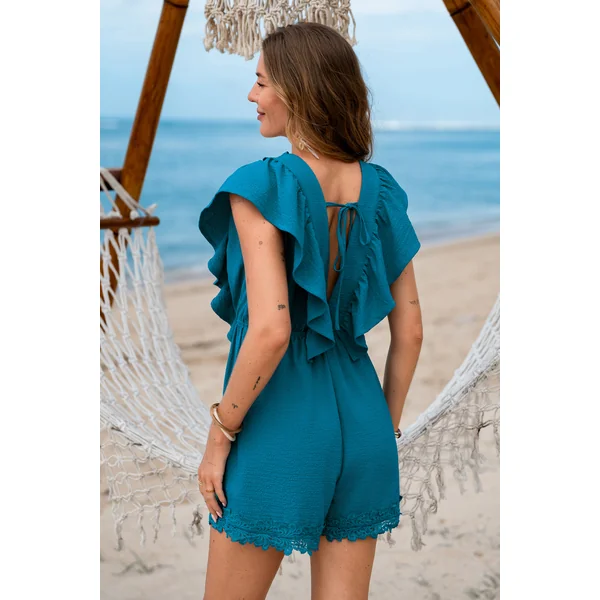 Combishort bleu idéal pour le brunch