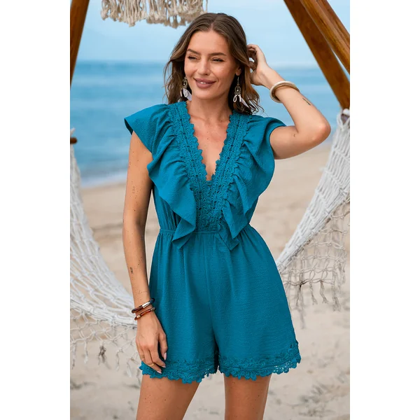 Combishort bleu idéal pour le brunch