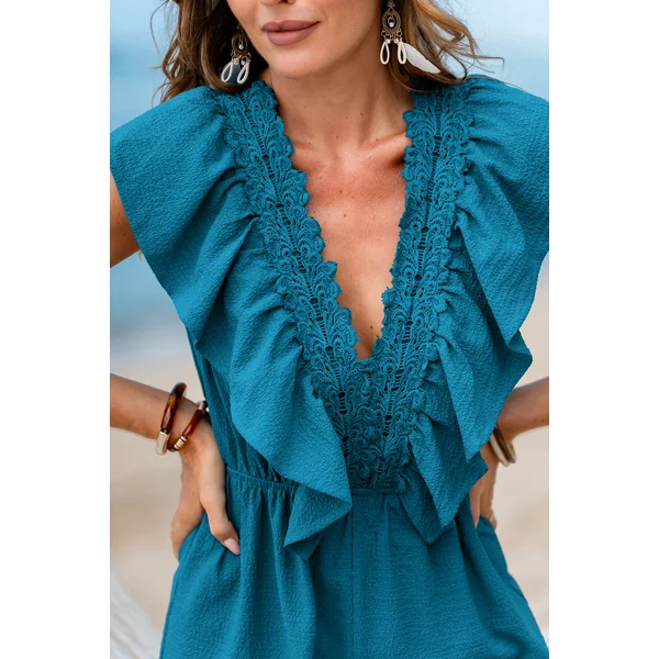 Combishort bleu idéal pour le brunch