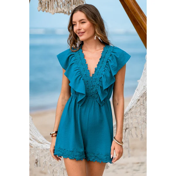 Combishort bleu idéal pour le brunch