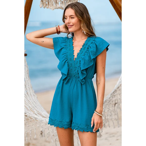 Combishort bleu idéal pour le brunch