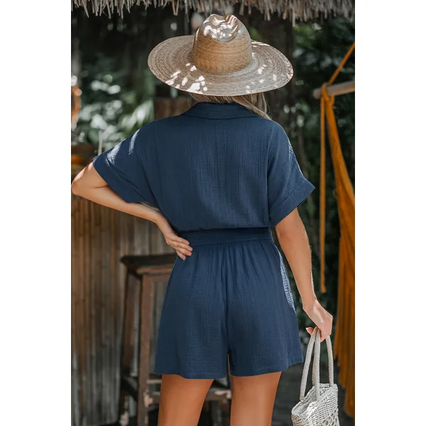 Combishort bleu structuré