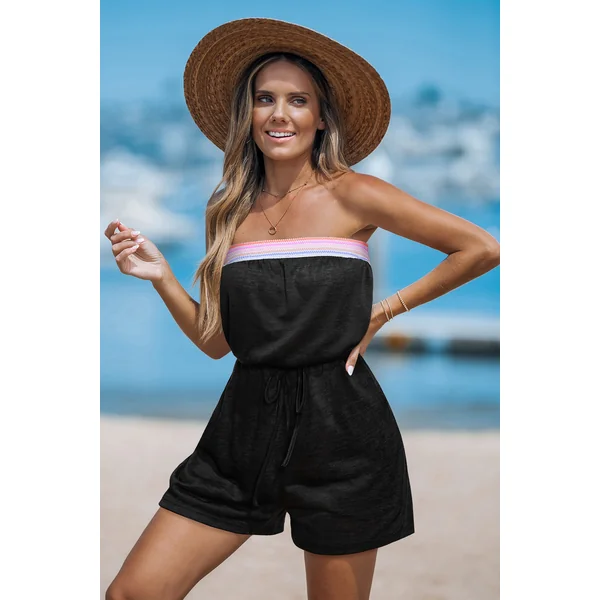 Combishort cover up sans manches col droit