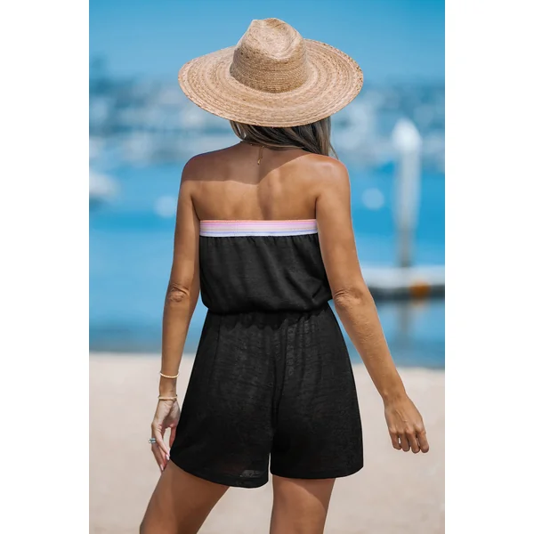 Combishort cover up sans manches col droit