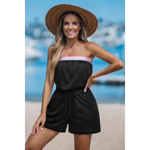 Combishort cover up sans manches col droit