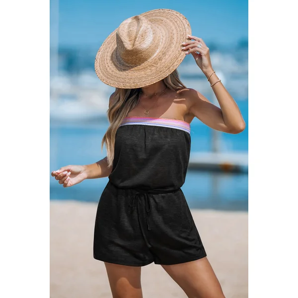 Combishort cover up sans manches col droit