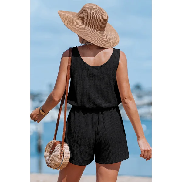 Combishort noir en tricot jambe large