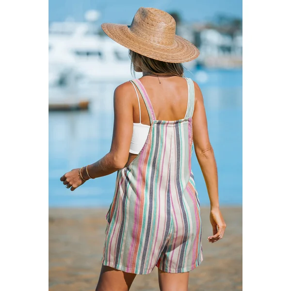 Combishort rayée poches