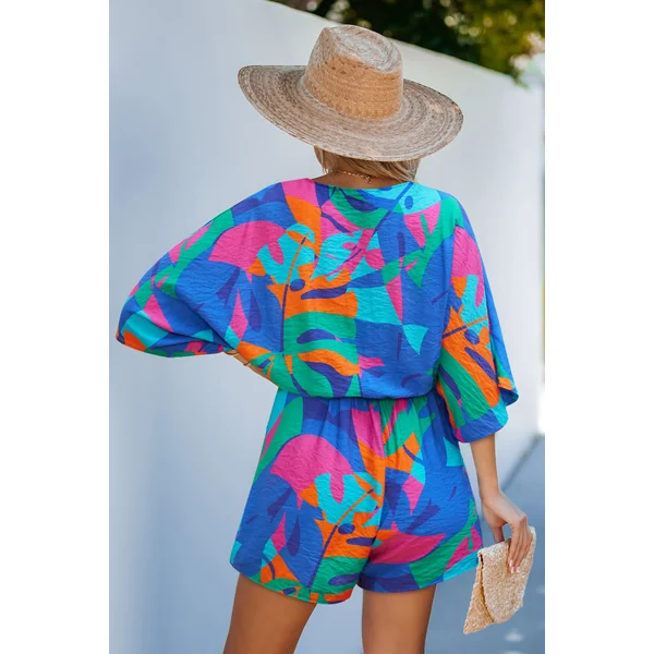 Combishort tropical col V jambe droite