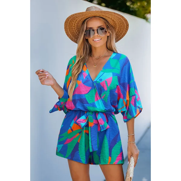 Combishort tropical col V jambe droite
